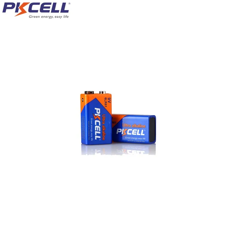 2* Батарея PKCELL 6LR61 9V щелочная батарея 6AM6 1604A MN1604 522 батарея для детектора дыма газовые плиты водонагреватель микрофон