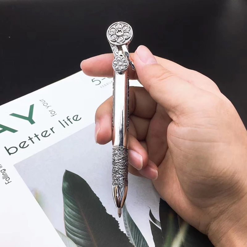 

EDC 925 Silver Self Defense Survival Safety Tactical Pen Pencil With Writing Multi-functional EDC
