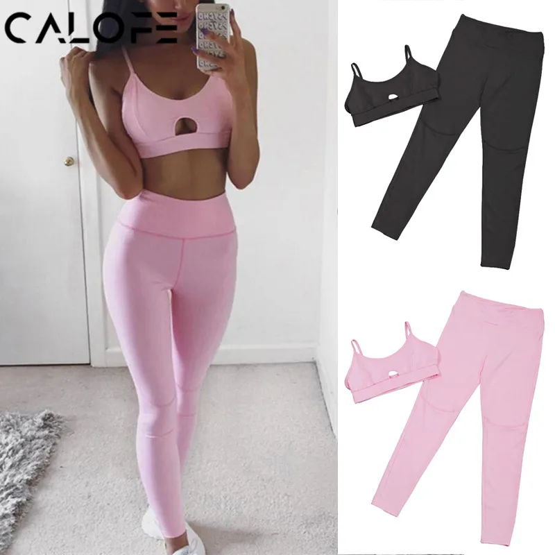 Pink Yoga Set Sexy Fitness Running Gym Workout Tracksuit Sports Women