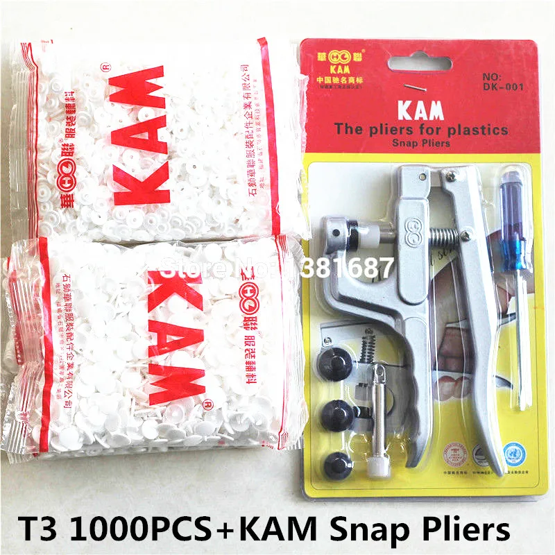 

14 colors Mixed color 1000 units sold T3 snap button 1 cm button bag rain button garment accessories + a set of kam pliers