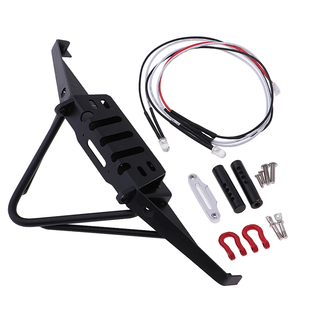 

MagiDeal RC Car Collision Bumper with LED Light Parts for SCX10 RC Crawler