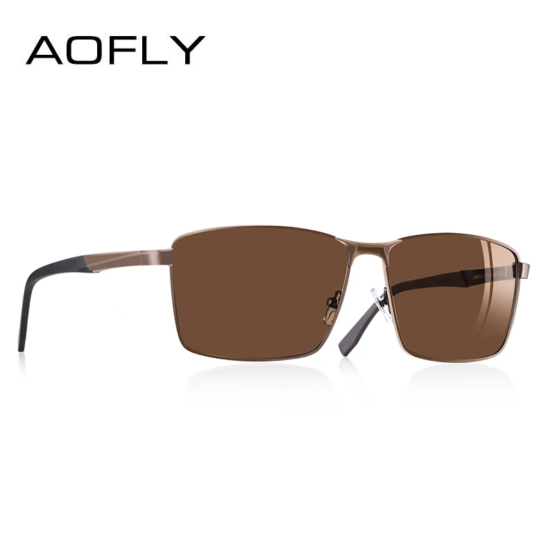AOFLY, Ретро стиль, фирменный дизайн, мужские поляризованные солнцезащитные очки, квадратные, классические, мужские солнцезащитные очки, мужские очки, UV400, AF8189 - Цвет линз: C3BROWN