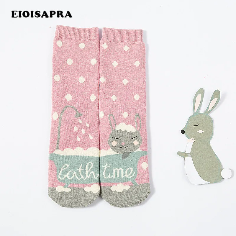 

[EIOISAPRA]Women's Creative Panda Penguin Rabbit Socks Women Chaussette Femme Character Animal Cartoon Cute Harajuku Funny Sox