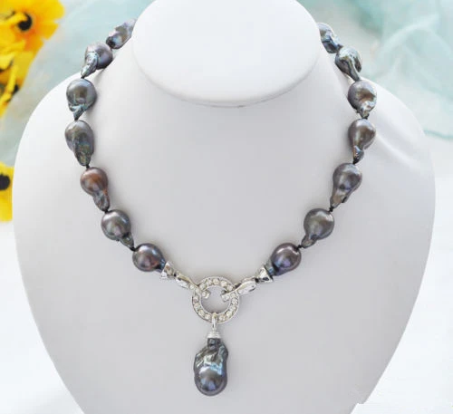 Rare 18&quot 20mm black baroque keshi Reborn necklace pendant | Украшения и аксессуары