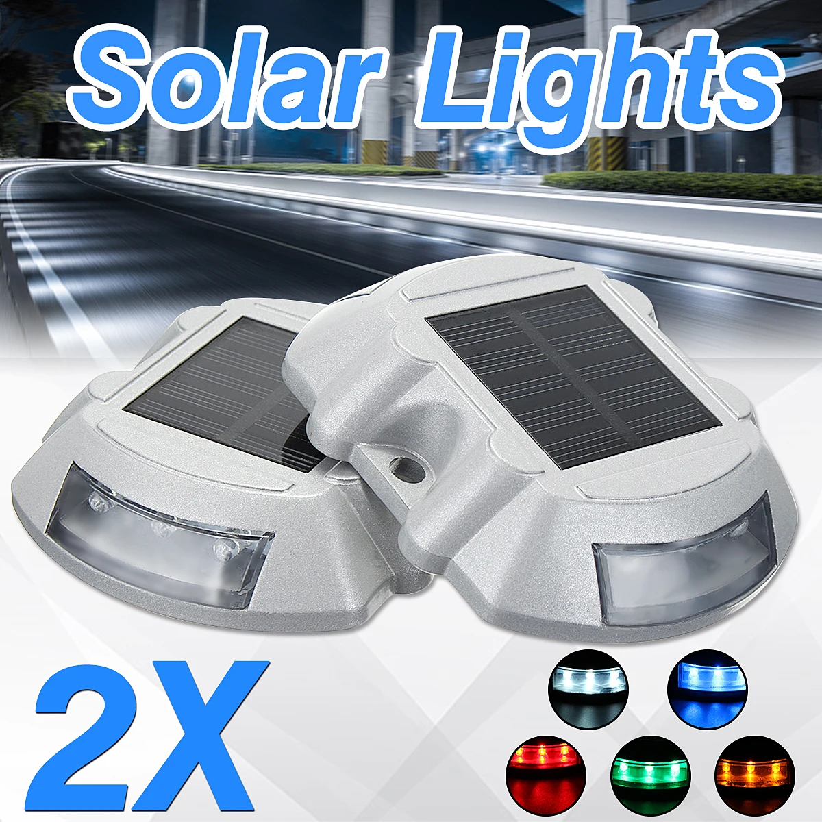 Koop 2 stks Solar LED Pathway Tuin Stap Lamp Dock Path Deck Road Stud Maker Licht Waterdichte Beveiliging Lichten Lamp Outdoor oprit