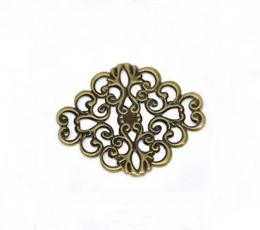 

Free shipping 200pcs 37x30mm Bronze Tone Filigree Flower Wraps Jewelry Findings Connectors\ Embellishments Findings