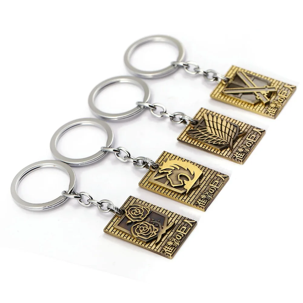 

Attack on Titan Shingeki no Kyojin alloy Keychain Action Figure Pendant Car Key Accessories Collection 4 style