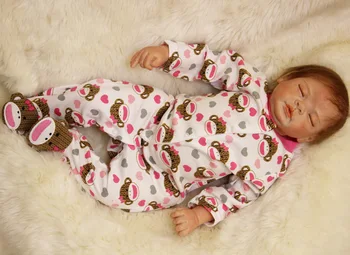 

New hot sale 22 "kawaii reborn silicone doll 55cm handmade full plastic simulation doll with mohair hair toys for girl gift