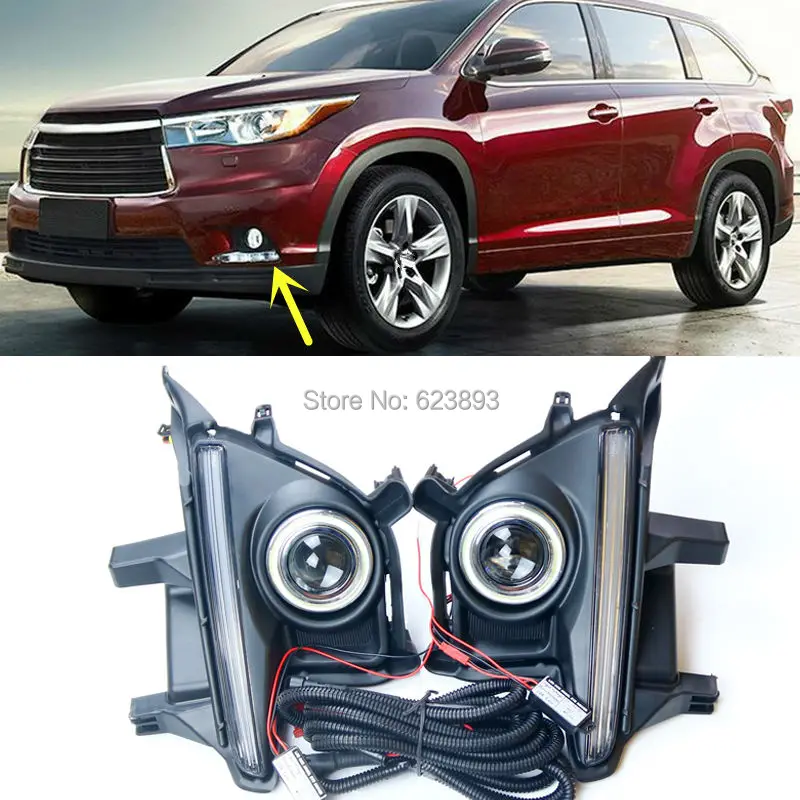 2x led daytime running lights drl projector lens fog 2017 toyota highlander fog lights