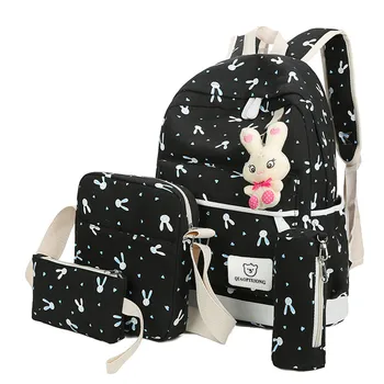 

4 Sets Backpack Women Girl Rabbit Animals Travel Large-capacity School Bag candy color small backpack female bag 4PCS