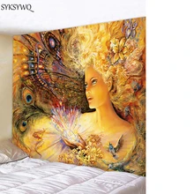 Павлин гобелен с женщиной настенное искусство скатерть спальня гостиная украшение на стену богемное пляжное полотенце
