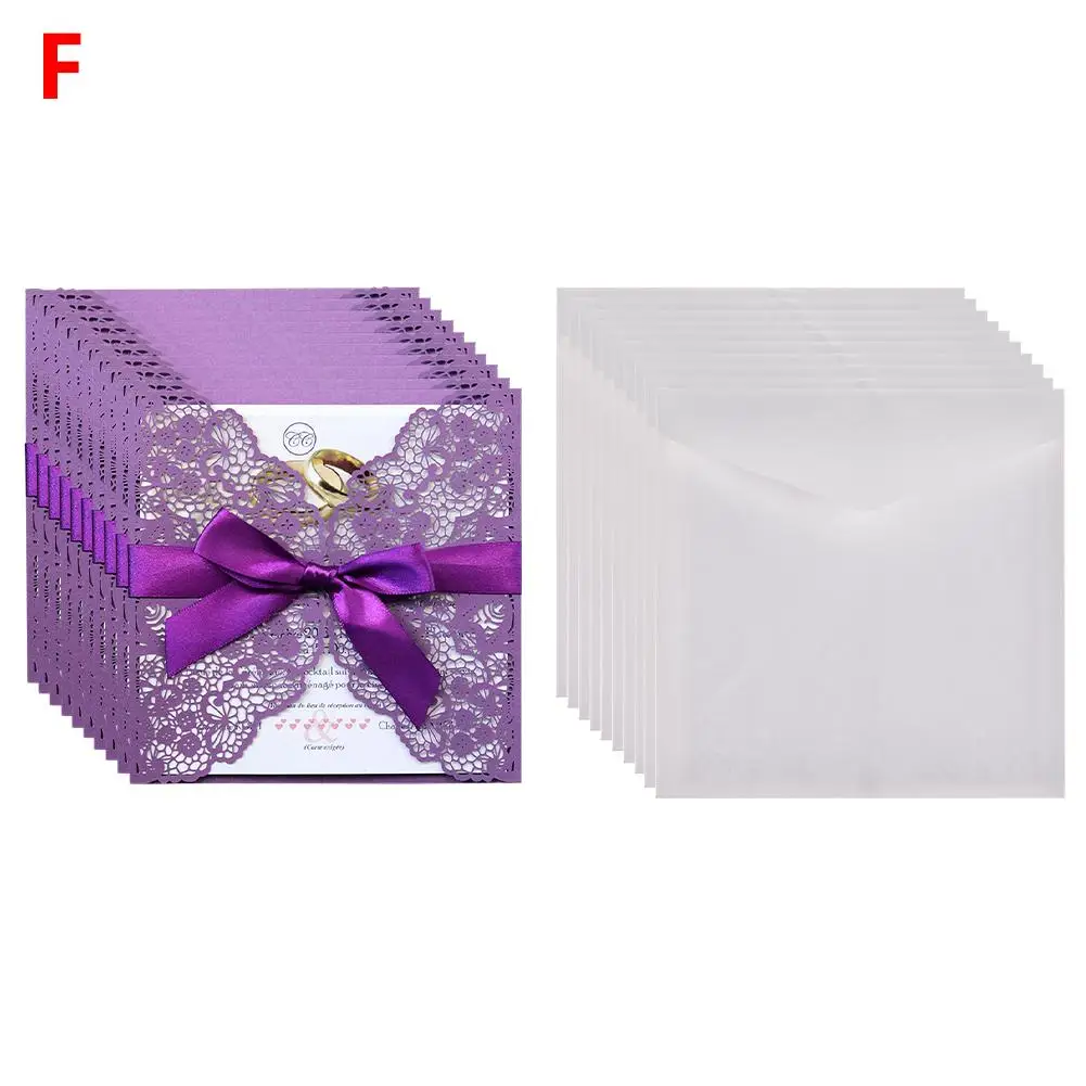  10PCS Invitation Card European Style Infrared Laser Cutout Lace Wedding Decoration Greeting Cards W - 33033971967