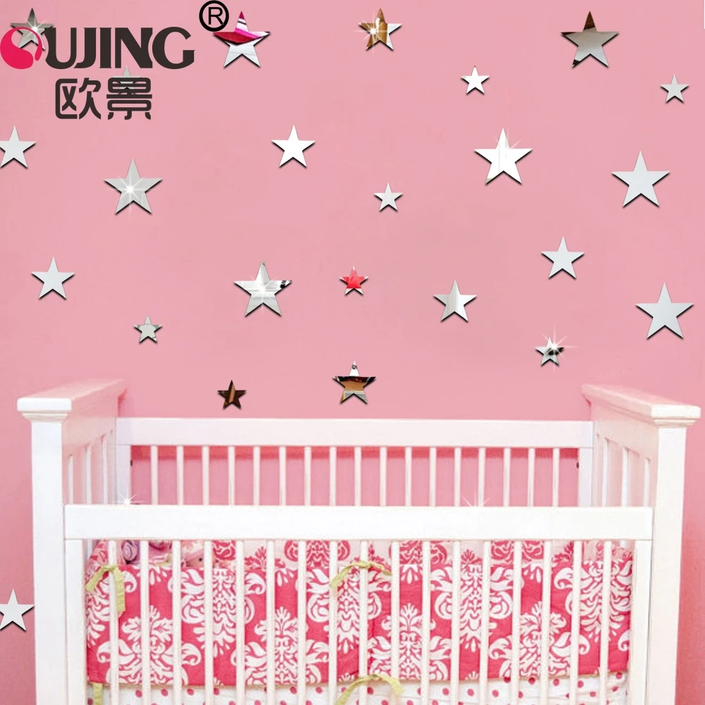 20 قطعة/المجموعة 3D مختلط حجم الكرتون النجوم قليلا الاكريليك مرآة سطح الجدار ملصق للأطفال الأطفال غرفة الديكور DIY الفن جدارية