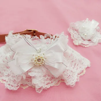 

Pet Adjustable Dog Cat Lace Bow Necktie For Small Dogs Puppy Leather Tie Cat Accessories Handmade Pet Dog Collars Products