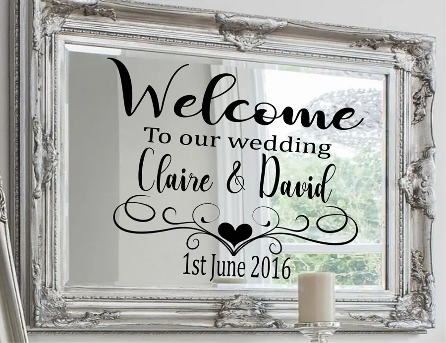 

Custom Wedding Decal Personalized Bride And Groom Name,date,Welcome To The Wedding Sign Sticker Art Decor Gift Mirror Mural WE16