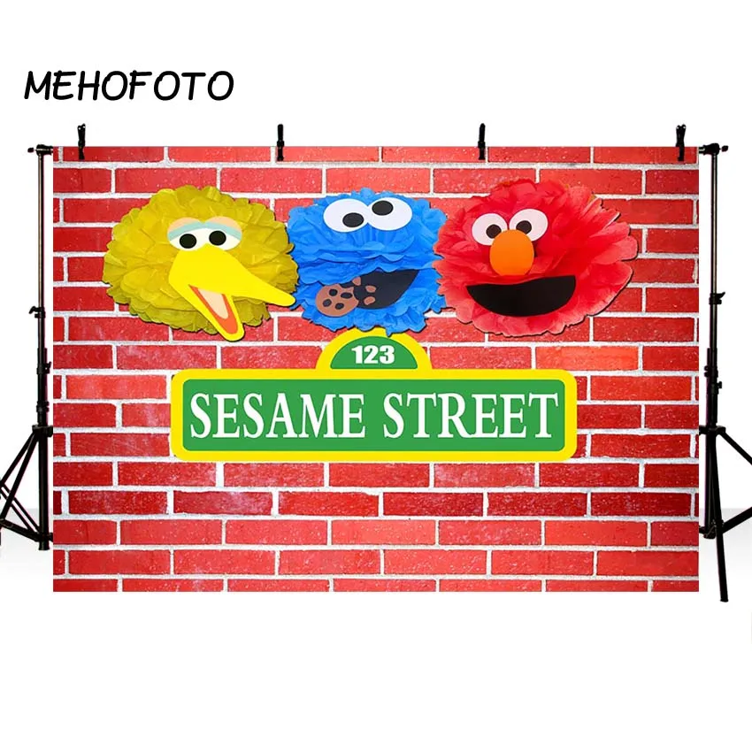 Mehofoto Sesame Street Photography Backdrops Elmo World Red Brick