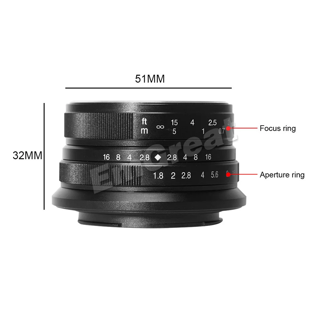 7 ремесленников 25 мм F/1,8 Prime Lens для всех одиночных серий для Fuji/для E Mount/для камер Micro 4/3 A7 A7II A7R A7RII G1 G2 G3