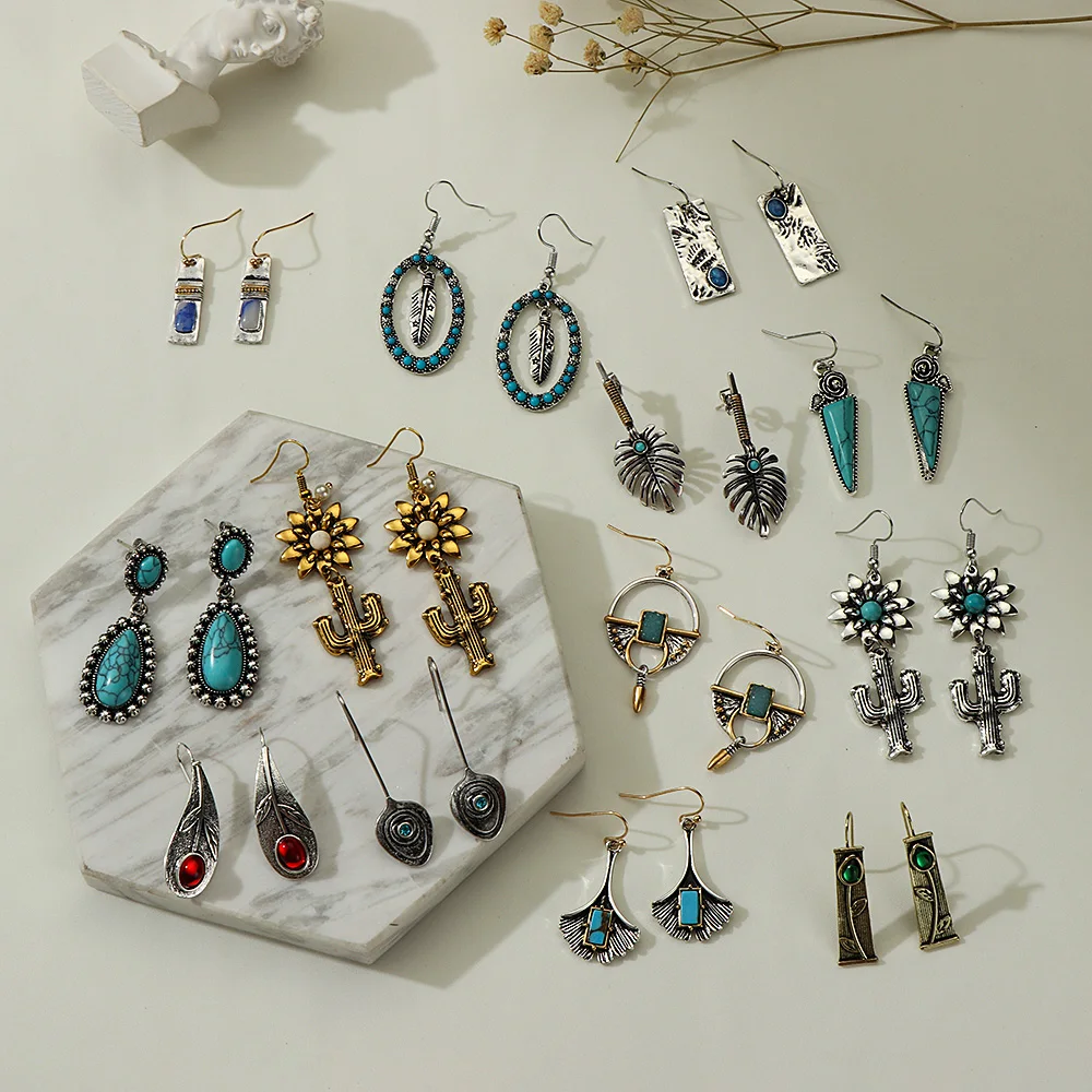 

1 Pair Vintage Ethnic Flower Oil Drop Dangle Earrings For Women Female 2019 Lovely Ornaments Hanging Earring Jewelry Accessories