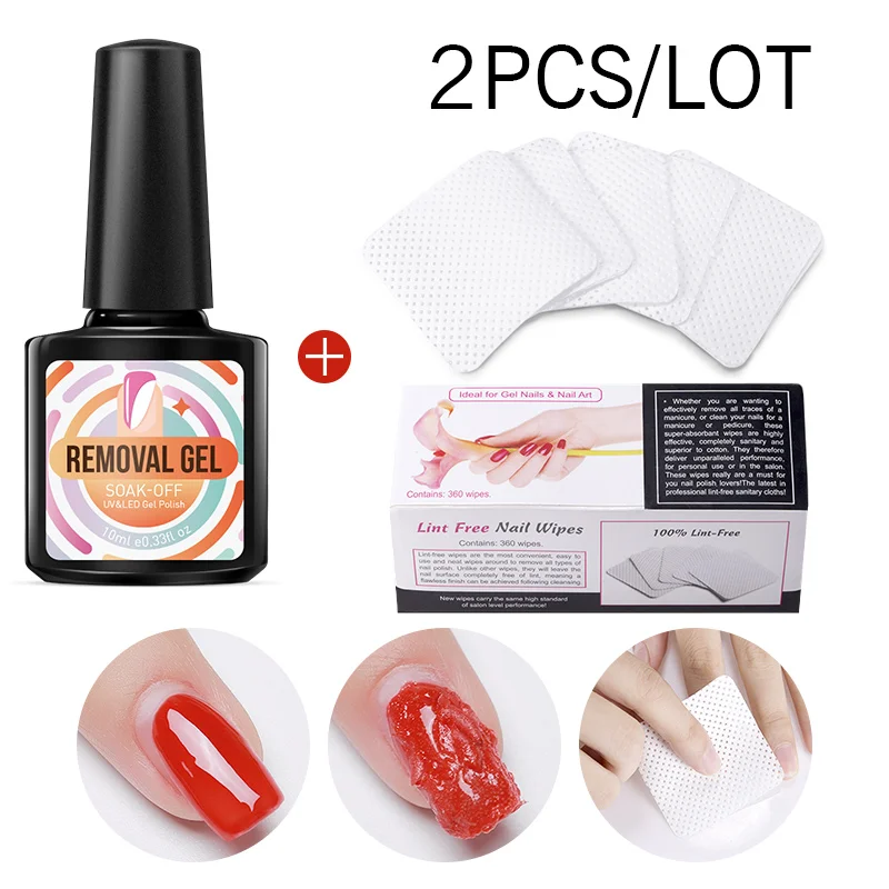

AZURE BEAUTY Burst Remover Nail Gel Set Soak Off Clean Remover Gel For All Types Gel Varnish Lint-Free Remover Wipes Kit