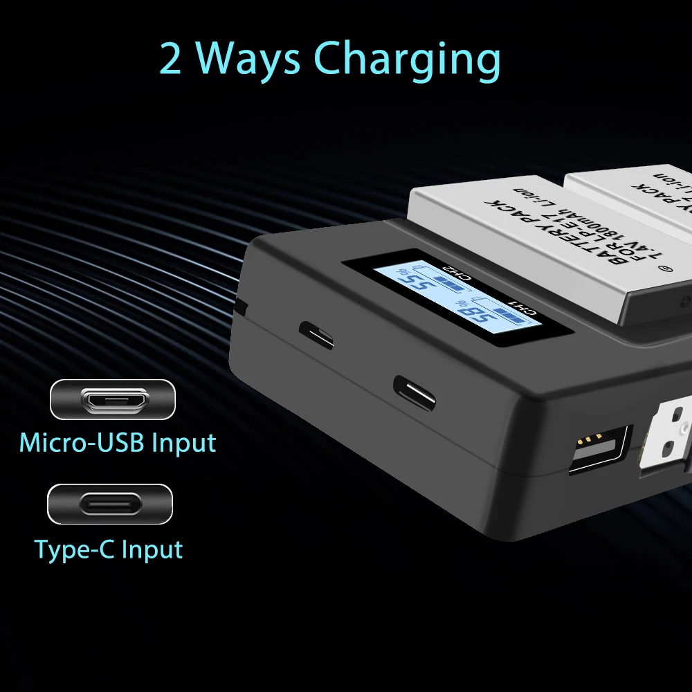 Billige 1800mAh LP E17 LPE17 LP E17 Kamera Batterie + LCD Dual USB Ladegerät für Canon EOS M3 M5 M6 77D 750D 760D T6i T6s 800D 8000D Kuss X8i