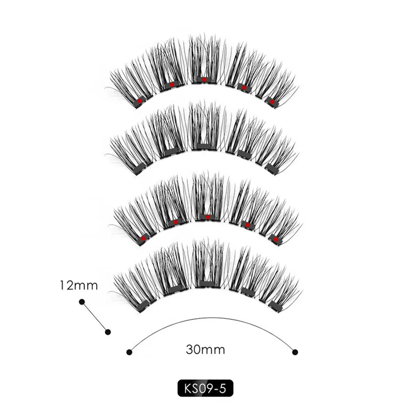 Магнитные ресницы 3D натуральные ресницы многоразовые ручной работы крест накрест Накладные ресницы Новые 5 магнитные Накладные ресницы с подарочной коробкой - Цвет: KS095