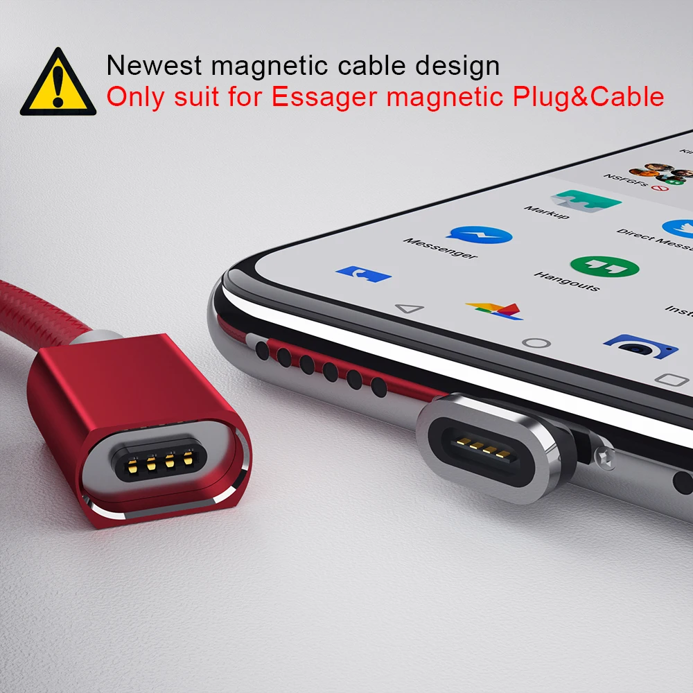 Essager كابل USB مغناطيسي ل فون المغناطيس بيانات الشحن شاحن نوع-c كابل المصغّر usb كابل ل شاحن هاتف محمول يعمل بنظام تشغيل أندرويد كابلات