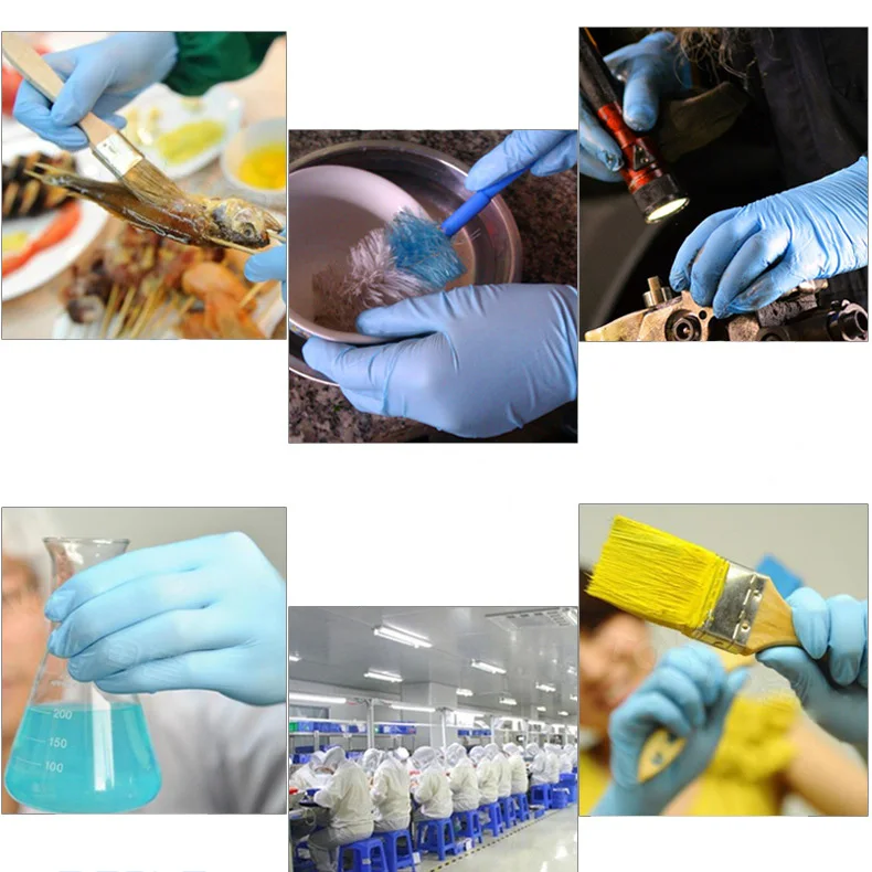 10 шт. синие резиновые одноразовые нитриловые перчатки противоскользящие кислотные лабораторные нитриловые латексные перчатки бытовые товары для уборки