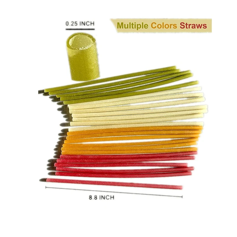 

100% Natural Biodegradable Eco-Friendly Edible Rice Drinking Straws Mix Color-Pack of 12PCS/20PCS Veggie Straws