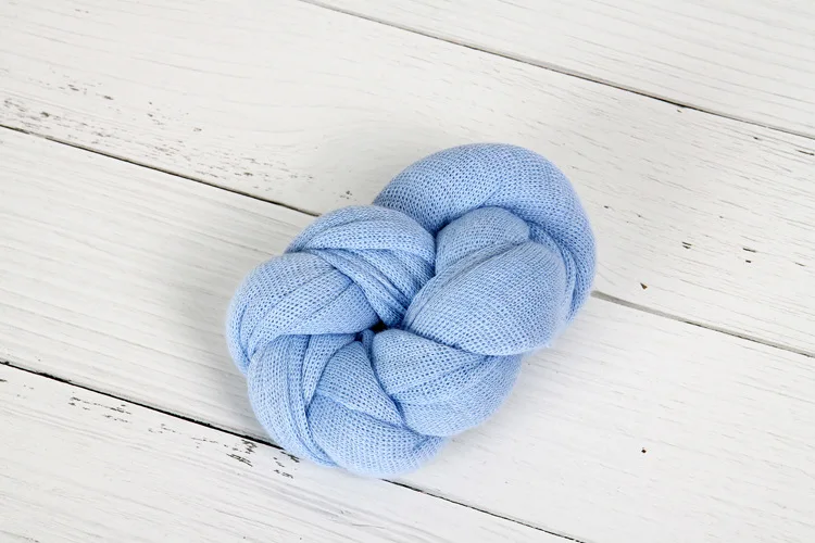 light blue Детский реквизит для фотосъемки длинный шарф эластичная вязаная пеленка новорожденный реквизит для фотосъемки тканевые аксессуары - Цвет: light blue