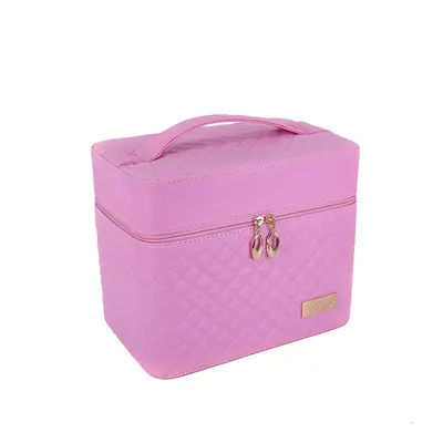 Модный женский портативный косметический красивый чехол большой емкости для профессионального макияжа красивый чехол для костюма многослойная косметичка для туалетных принадлежностей - Цвет: Pink