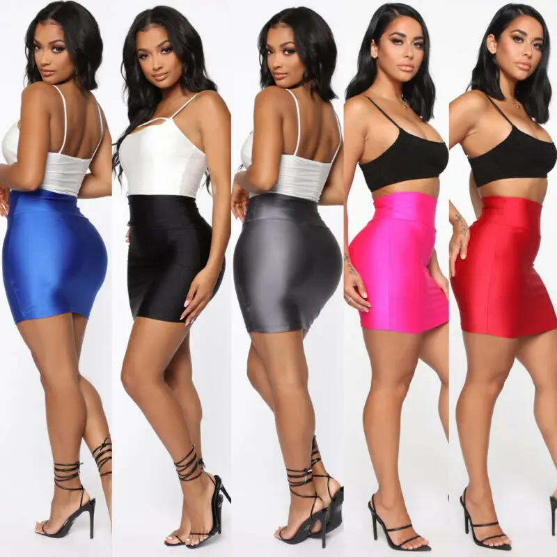 

Women High Waist PU Leather Pencil Bodycon Mini Short Skirt Stretch Fashion Sexy shorts for women 710