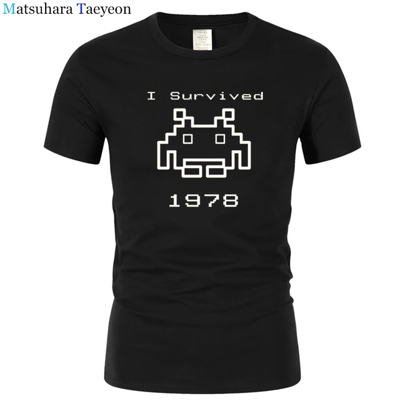 Я Выжил 1978 Для мужчин Футболки игровой футболки видео игры космическими захватчиками инопланетянин мастер nerd поп-культуры atari Роман t137 - Цвет: 12