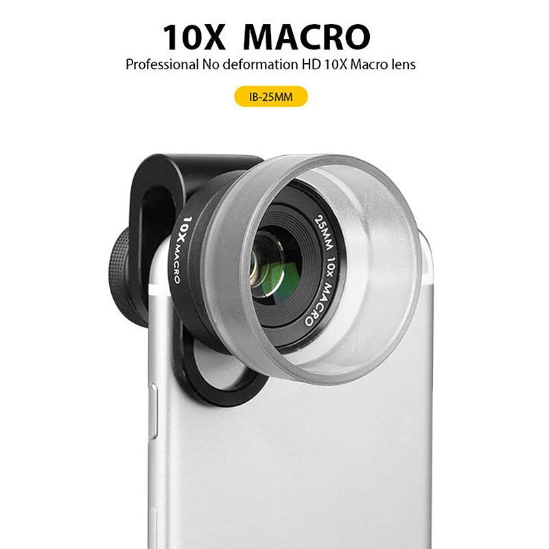 Pholes 4K Hd 25Mm 10X Macro Pro Lens Mobile Cell Phone Photo Camera Universal Clip Macro Phone Camera Lens Kit