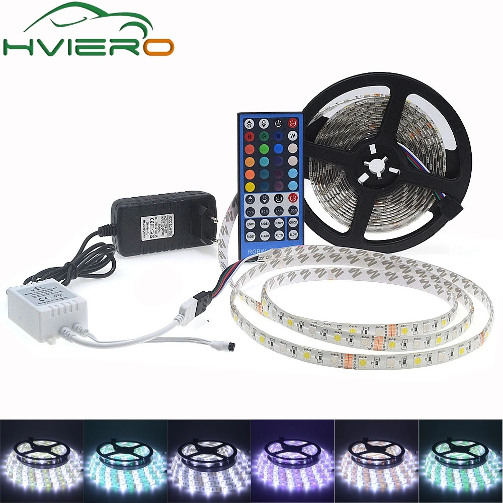 

5050 RGBW Waterproof/Non Waterproof DC 12V 5M RGBW LED Strips Light Flexible with 3A Power and Remote Control full set