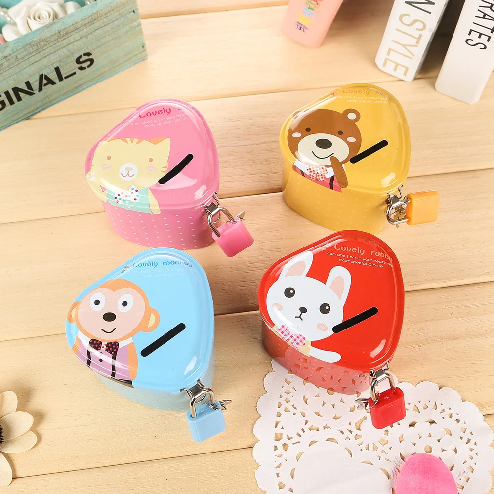 E023 Mini Cinta Piggy Tangki Penyimpanan Bank Besi Anak Kreatif
