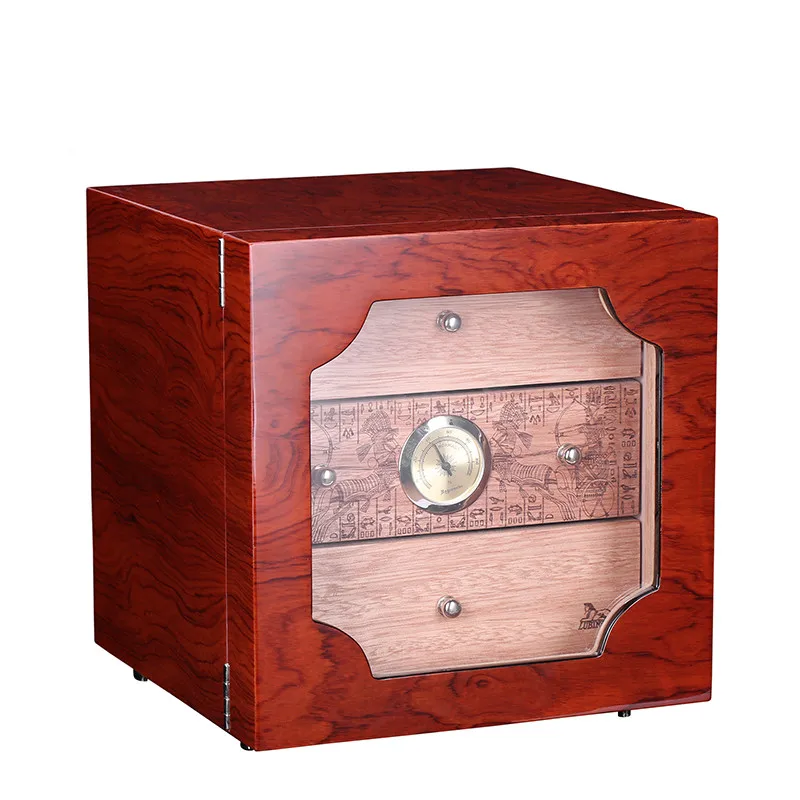 

COHIBA Luxury MirageBlack High Glossy Cedar Wood Cigar Humidor Storage Box with Drawers, Hygrometer, Humidifier