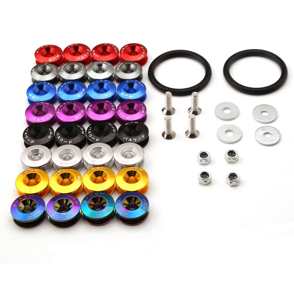 

JDM Universal Aluminum JDM Bumper Quick Release Fastener Fender Washe For Car Bumpers Trunk Fender Hatch Lids Kit