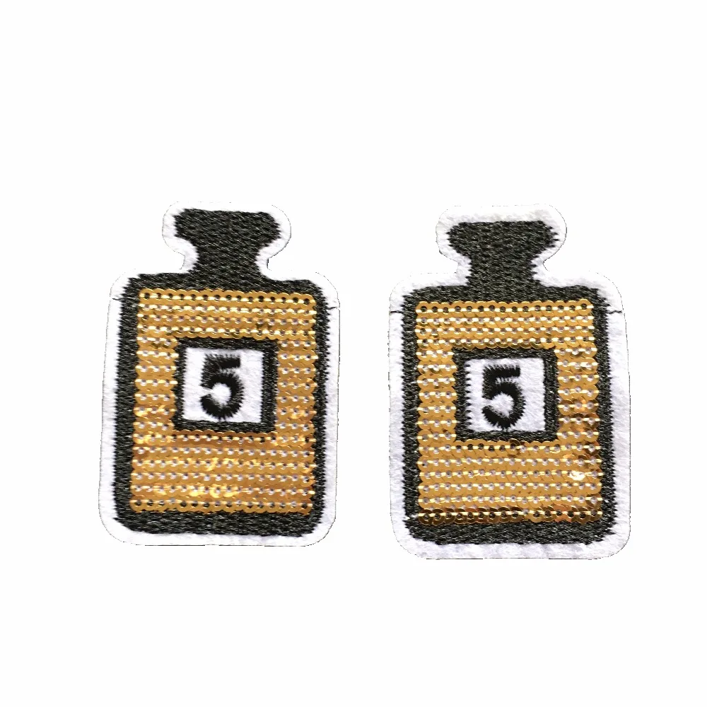 

5 Perfume Bottle Sequined Patches for Clothes Jeans jeacket Iron on Embroidered Patch DIY Appliqued Badge Parches 10 Pieces/set
