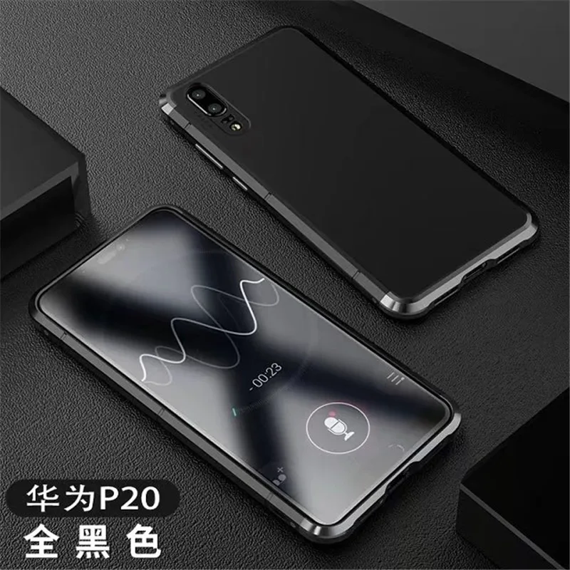 Роскошный устойчивый к отпечаткам пальцев чехол для Fundas huawei P20 телефон противоударный алюминиевый металлический жесткий чехол для huawei P20 чехол - Цвет: Черный
