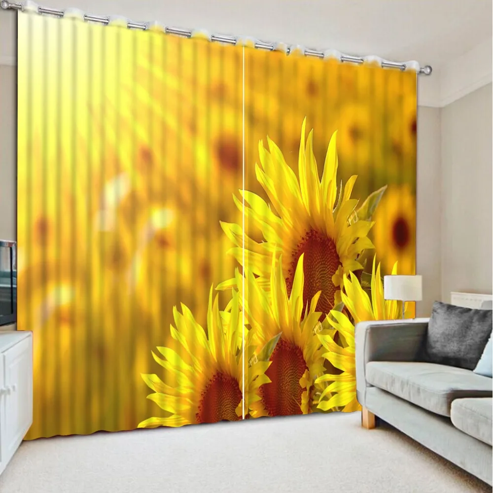 

3D Printing Curtains Bedding Room Living Room or Hotel Cortians Thick Sunshade Window Curtains sunflower CL-DLM810