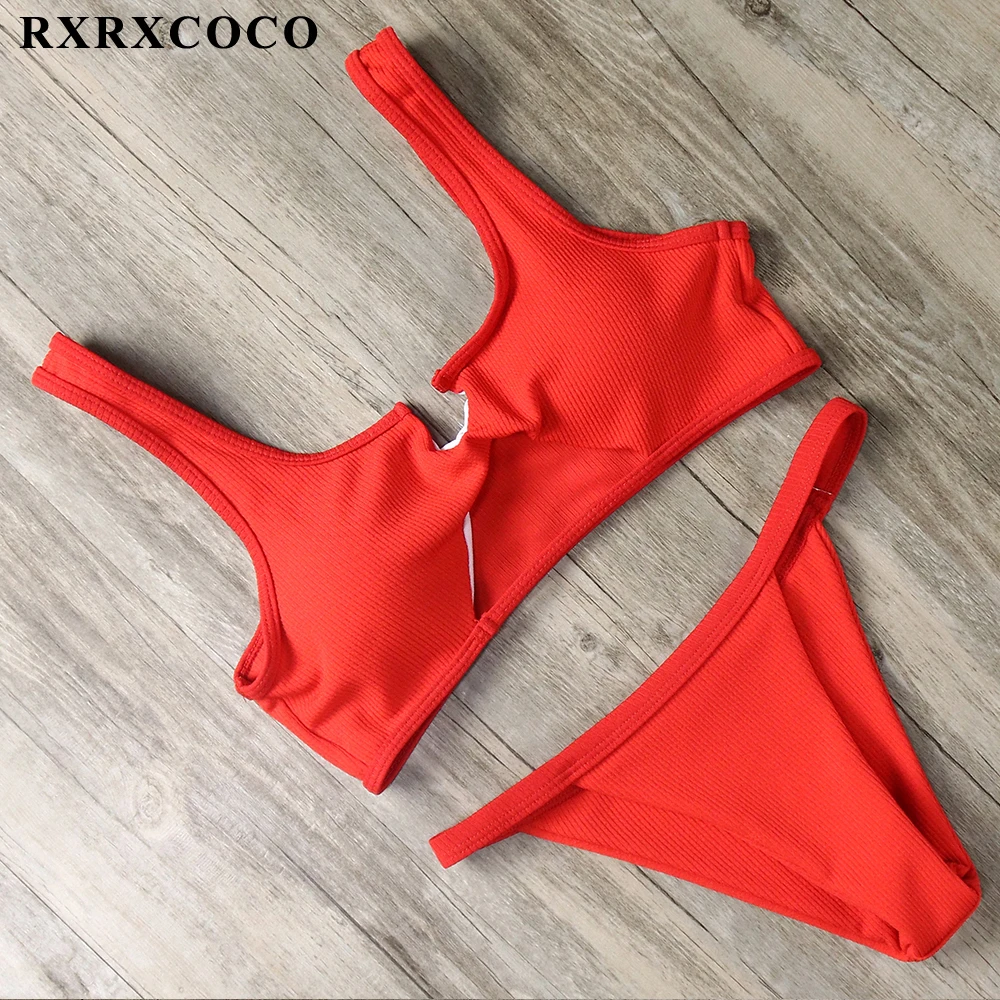 Фирменный однотонный купальник RXRXCOCO женский комплект бикини сексуальное