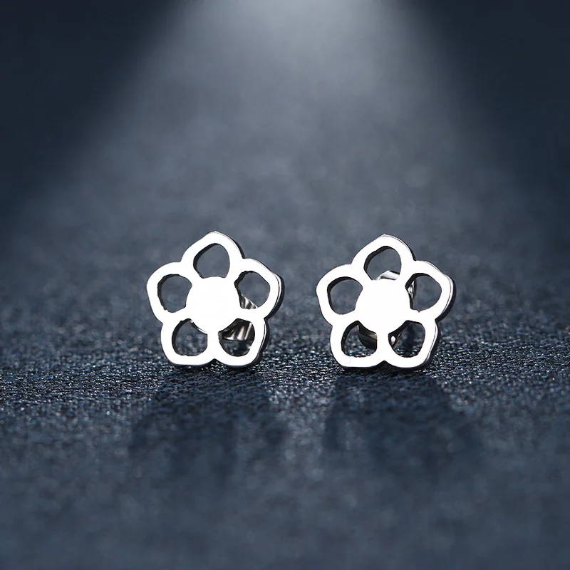 CACANA Stainless Steel Stud Earring For Women Man Flower Gold And Silver Color Lover's Engagement Jewelry Drop Shipping
