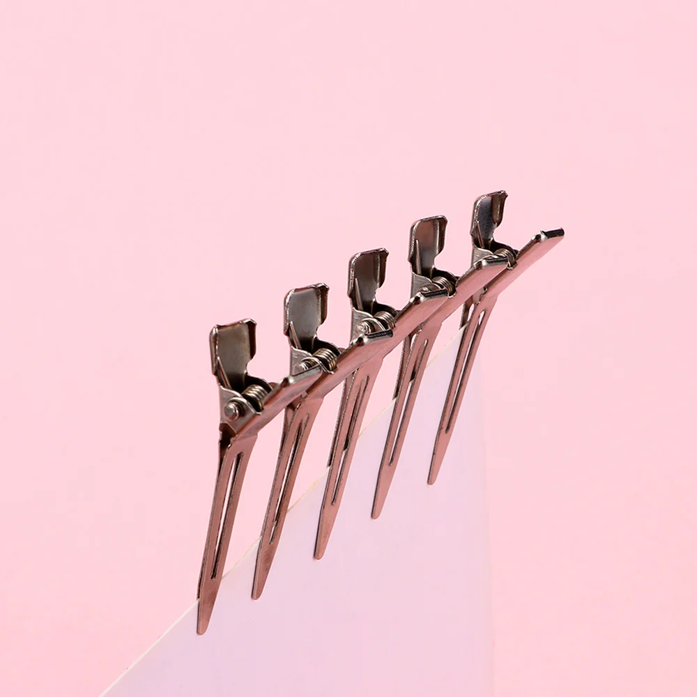 

50pcs Silver Flat Base Duck Mouth Metal Ultrathin Hair Clips Salon Hairdressing Hairstyling Cut Partition Steady Hair Accessory