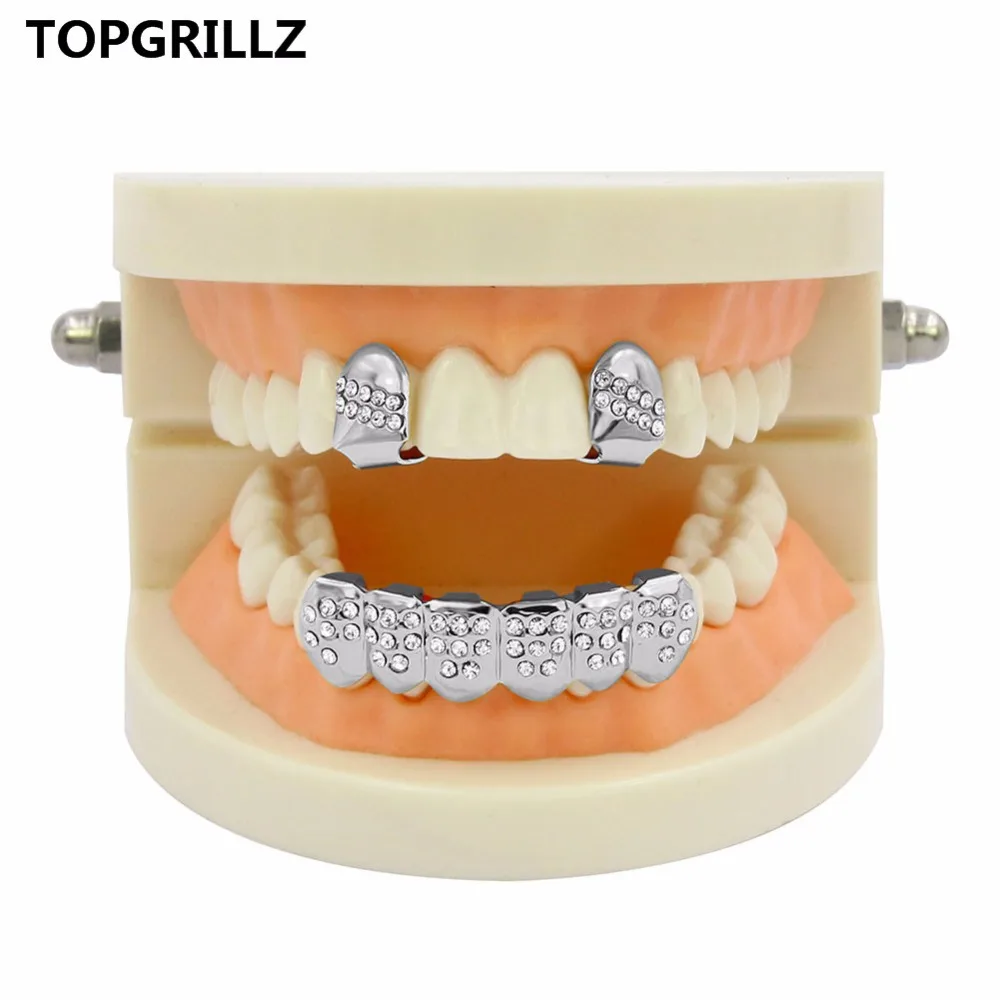 TOPGRILLZ новое покрытие желтого золота с 2 одинарными верхними зубьями колпачки