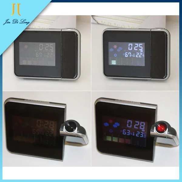 Цифровые проекционные часы, многофункциональный светодиодный цифровой будильник с календарем, гимидометром, термометром, Проекционные настольные часы