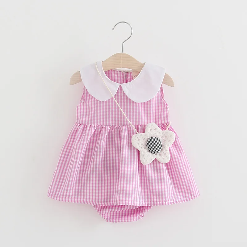 Roupas sem Mangas Vestido plus Briefs Conjuntos de Roupas de Verão Novo Bebê Recém nascido Meninas 2 Pcs Outfits Set Listrado Impresso Bonito Sunsuit 0 24 m 50 Conjuntos de roupas