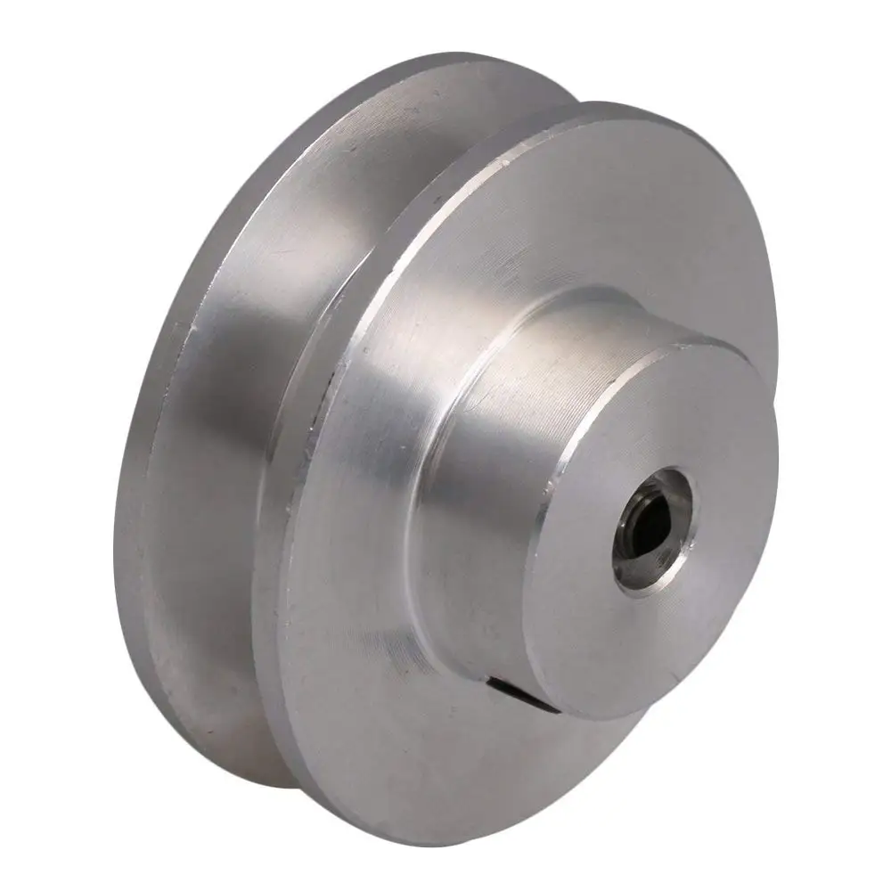 Silver Aluminum Alloy Single Groove 12mm Fix Bore Step Pulley for Round PU Belt