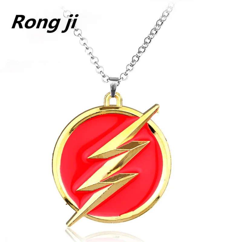 

Fashion America DC Comics The Flash Goldon Lightning Torque Collier Red Gold Logo Necklace Gift For Car Souvenirs Accessories