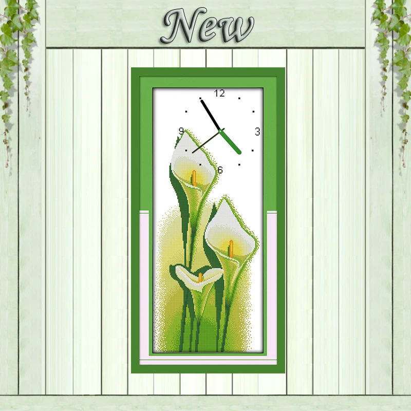 

Lifelong love Calla Lily clock decor painting counted print on canvas DMC 14CT 11CT Cross Stitch Needlework Sets Embroidery kits