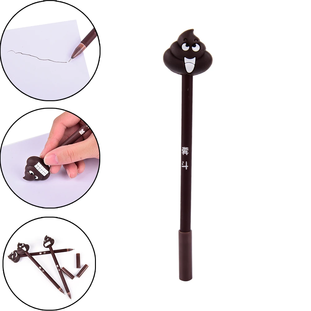 

1 pcs Cute black Ink pens Kawaii 3D shit Erasable gel pens for kids gift stationery school office supplies